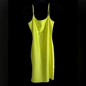 Highlighter Yellow Green form fitting Spaghetti Strap Dress stretchy small